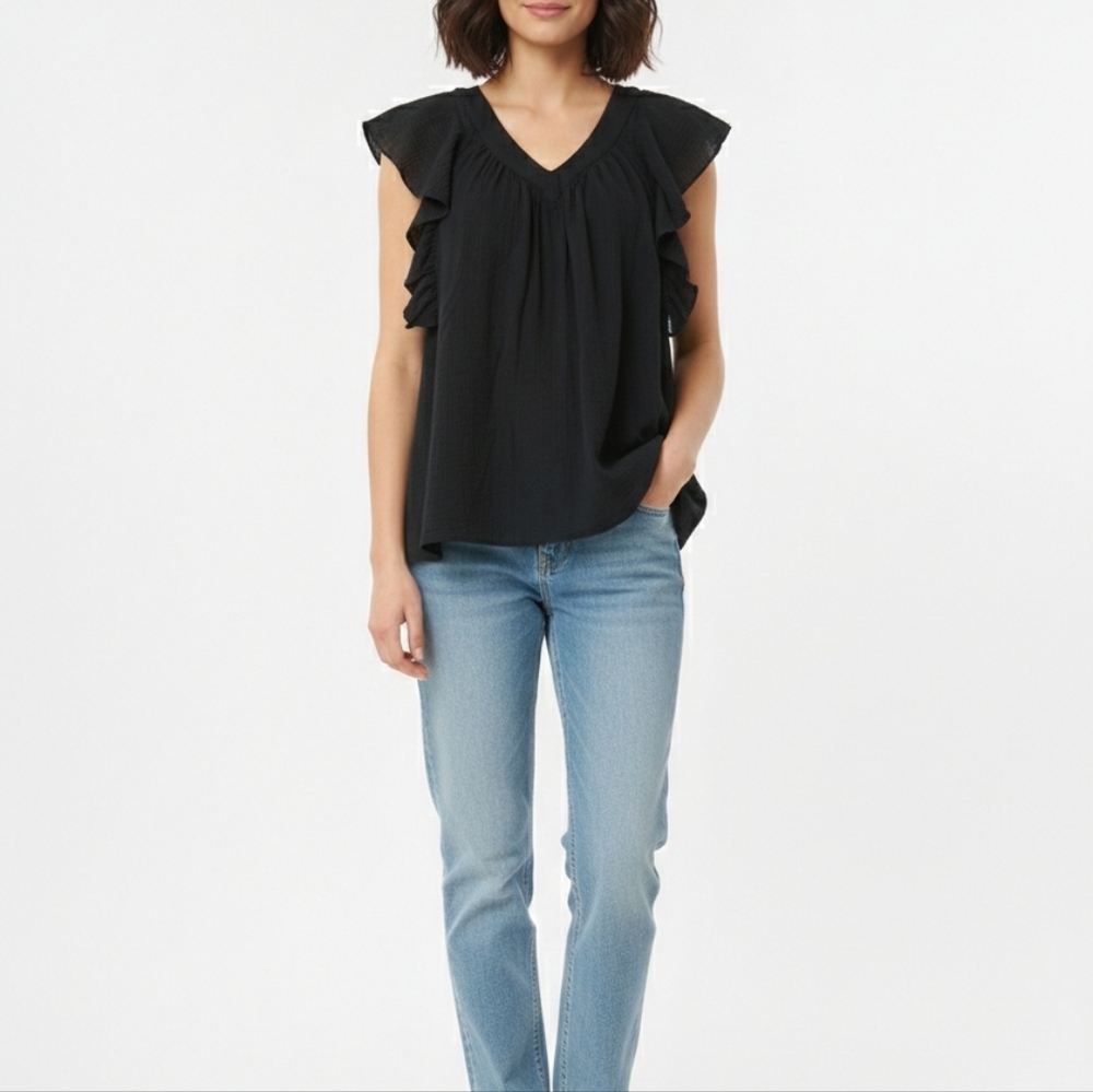 COS Black V-Neck Ruffle Blouse - Picture 5 of 17